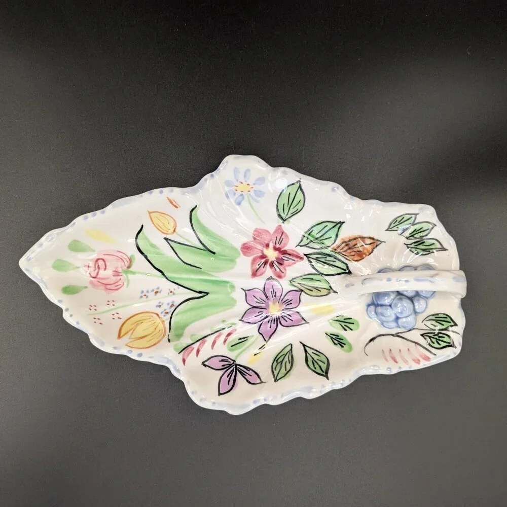 Vintage Blue Ridge Southern Potteries Hand Painted Floral Dish